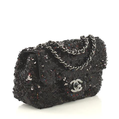 chanel black glitter bag